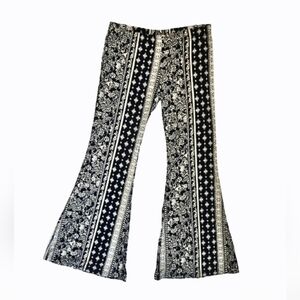 Vibe Sportswear Womens XL Boho Flare Pants Mid Rise Stretch Bell Bottom